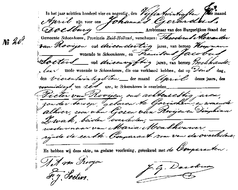 18940425 ovl akte 28 Pieter v Rooijen wdn Maria Monshouwer